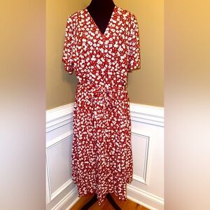 Lark + Grey Brand - Red & White Floral Midi Dress